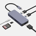 Adaptateurs USB C pour MacBook Pro/Air, Hub USB C 6 en 1 avec 4K HDMI, Port USB 3.0 * 2, PD 100 W, SD/TF pour MacBook Pro/Air M1/M2, iPad Pro, iPad Mini, Surface Pro/Vamos, Dell