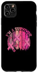 Coque pour iPhone 11 Pro Max Ruban rose « Im A Survivor » pour la sensibilisation au cancer du sein