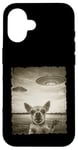 Coque pour iPhone 16 Chihuahua Chien Selfie Vieux Téléphone Photo Drôle Observation OVNI