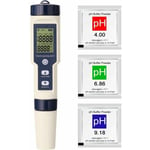 Testeur combiné multi-paramètres professionnel 5 en 1 PH/EC/TDS/salinité/thermomètre Testeur multifonction numérique Testeur de qualité de l'eau