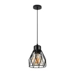 Lustre Suspension Vintage Industriel, Luminaire en Fer avec Design de Cage Rétro E27, Suspension pour Salle à Manger, Cuisine, Salon, Chambre - Noir