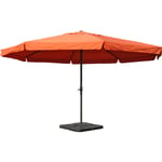 Parasol en aluminium Meran Pro, gastronomie, marché, avec volant, ø 5m terre cuite avec pied - orange