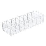 Vasemele Organisateur de Maquillage Amovible Rangement de Cosmétique en Acrylique avec 8 Compartiments Transparent, Boîte de Rangement Organiseur Maquillage 25x8.5x4.7cm