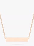 IBB Personalised 9ct Rose Gold Horizontal Bar Initial Pendant Necklace