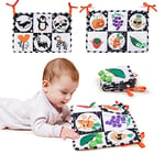 TUMAMA KIDS Livre Noir et Blanc Bébé,Livres en Tissu sensoriel à Fort Contraste,Livre Doux Froissé Jouets sensoriels pour bébé 0-6 mois,Livre Bébé Tissu Recto-Verso pour Lit Bébé Landau 0 3 6 12 Mois