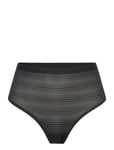 CHANTELLE Soft Stretch Stripes High Waist Thong Svart