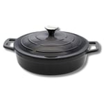 ELO 3382826 cocotte en fonte émaillée antiadhésive basse avec couvercle, gris classique, passe au four, marmite tous feux, faitout induction 28 cm 3L, 2 à 4 personnes