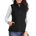 MISS MOLY Femme Gilet Doudoune Ultra Léger sans Manche Zip Col Montant Veste Chaud Noir - M