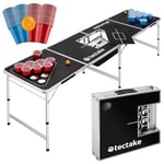 TecTake Table de Beer Pong Beer Ball Blitz Pliable et Transportable avec Compartiment à Glace, Jeux à Boire, 6 Balles Ping Pong et 100 gobelets Inclus, Jeu Soirée, Jeu Apéro, Jeu d'alcool