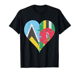 St Lucian Dominican Flag Heart T-Shirt