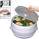 Mantraraj 2 Tier Microwave Vegetable Steamer Cooker Healthy Pasta Rice Cooking Pot Pan