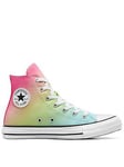 Converse Junior Girls Hyper Brights High Tops Trainers - Turquoise/Pink, Blue, Size 5.5 Older