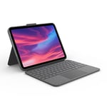 Logitech Combo Touch Detachable Keyboard Case for iPad (10th gen) with Large Precision Trackpad, Full-Size Backlit Keyboard, and Smart Connector Technology, UK Layout - Grey