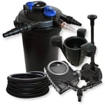 SunSun Kit complet: CPF-15000 Filtre de bassin à pression jusqu'à 30000 l avec 18 Watt lampe uv, NEO10000 pompe 10000l/h 80W, 25m Tuyau 25mm, SK-40