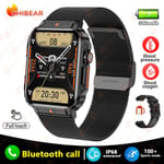 2024 Uusi 1.95 Outdoor Military Man Smart Watch Miesten Bluetooth Call Smart Watch Miesten Android Ios Ip68 Vedenpitävä Ftiness Kellot_Black mesh belt_Outdoor Military