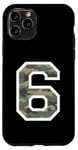 Coque pour iPhone 11 Pro Numéro d'uniforme en jersey #6 Six, camouflage camouflage