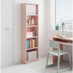 Dmora - Librairie Dmacagg, Bibliothèque haute avec 5 étagères, Étagère de bureau ou de chambre, Étagère moderne avec compartiments, 52x25h80 cm, Rose