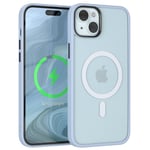 For iPhone 15 Plus Outdoor Cover MagSafe Phone Case Matte Edge Protection Blue