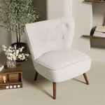 Fauteuil Scandinave - Chaise de loisirs avec revêtement en sherpa - peds en bois massif - 75x77x85cm - Blanc