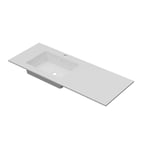 Linn Bad Corian Plate med EIR servant 140x46 cm, med overløp, venstre, Hvit - 3814CV