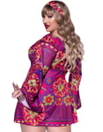 Lila Psychedelic Hippie Costume Klänning för kvinnor - Plus Sizes