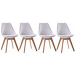 Lot de 4 chaises scandinaves nora blanches avec coussin - white