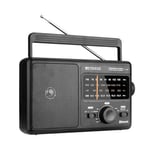 Retekess TR626 Portable Radio Mains and Battery,Transistor Radio FM AM LW SW with Excellent Reception,Bluetooth,Headphone Jack,Large Speaker,for the Elderly (Black)