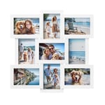 SONGMICS Picture Frame Collage for 9 Photos in 10x15 cm, Picture Frames, Photo Frame Set, Glass, Assembly Required, Wall-Mounted, Family Photos, MDF, Cloud White RPF029W01