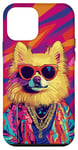 Coque pour iPhone 12 mini Pop-Art coloré pour chien de Poméranie