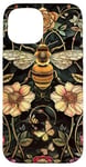 Coque pour iPhone 15 Beau motif abeilles et fleurs noires