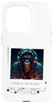 Coque pour iPhone 15 Pro DJ rave à capuche gorille avec casque gamer professionnel