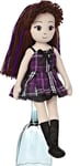 AURORA - Peluche poupée Brune avec robe Violette et noir London - Mesurant : ...