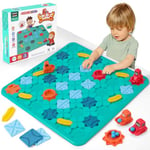 HILKKET Labyrinthe Jeux de Société, Jeu de Construction Route, Jeux de Société Enfants STEM Jouets, Grand Plateau Labyrinthe Puzzle Classiques 56 x 56 Cm, Jouets Cérébraux pour Garçons Filles