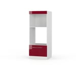 Vicco - Armoire micro-ondes Fame-Line, Rouge bordeaux Haute brillance, 60 cm ouvert