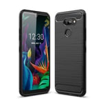 Étui Téléphone Portable Housse pour LG K40s Etui Adhésif Aspect Carbone TPU Noir