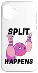 Coque pour iPhone 16 Plus Split Happens Bowler Funny Bowling