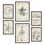 Nacnic Ensemble de 6 affiches de brevets Vélo. Affiches avec des illustrations de brevets rétro pour votre maison. Décoration intérieure de style vintage. Formats A4 et A3. Sans cadre.