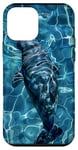 Coque pour iPhone 12 mini Save The Manatee Crystal River FL Bleu abstrait rayé