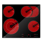 Empava Electric Hob, Ceramic Hob 6600W, Electric Hobs 4 Burners, Cooktops 60cm,Halogen Hob Touch Controls, Electric Hob Cooker 9 Power Levels