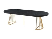 Vente-unique - Table à Manger Extensible 2 à 12 Personnes en MDF et Acier - Noir et doré - FIRELA