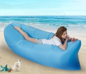 Sofa Gonflable d'air de Transat de avec Le Paquet Portatif pour Voyager, Camping, Randonnée, Piscine et Parties de Plage(Bleu)