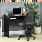 Small Black Computer Desk Compact Writing Table Study Workstation Storage Shelf