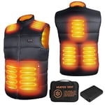 Gilet Chauffant Électrique Avec Batterie 10000mAh Veste Chauffante Homme Sans Manche Ultraléger 8 Zones Réchauffeurs (FR/ES, Alpha/lettres, S, Taille normale, Taille normale, Noir)