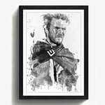 Arty Pie Framed Print Black A2 (24.5x18 Inch) Clint Eastwood (2) V3, Wood, Multi-Colour, 60 x 42 x 2 cm