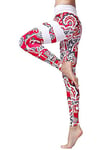 FLYILY Legging de Sport Femme Taille Haute Pantalon Yoga Mode Faire des Exercices Leggings(Red,L)