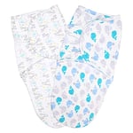 Vicloon Emmaillotage Bebe,2pcs Sac de Couchage Emmaillotage Bébé,Couverture Emmaillotage Bebe 0-3 Mois 7-14lbs 100% Coton (Bleu)