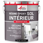 Peinture Sol - Résine Epoxy : Peinture pour Sol salon, cuisine, salle de bains - Effet Miroir - REVEPOXY DECO RAL 9005 - Noir foncé 10 kg (jusqu'à 50 m² en 2 couches)