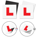 ANLIOTE 4 Pack Learner Plates for Learning Driver - Stick on Car Any Surface, 2 Fully Magnetic L Plates & 2 Self-adhesive Learner Stickers Window Decals, Easy to Use and Non Scratch Vehicle Paint