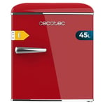 Cecotec Mini Frigo Bolero CoolMarket TT Origin 45 Rouge. Réfrigérateur de Table Rétro 45L, 55 cm de Haut, 44,7 cm de Large, Classe Énergétique E, Bac à Glaçons et Poignée Chromée, Rouge