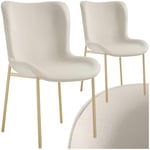 TecTake® Lot de 2 Chaises de Salle à Manger ergonomiques Design scandinave Confortable, Aspect Velours, Pieds en métal doré, Chaise Cosy pour Salon, Chambre, Chaise Coiffeuse, Chaise de Bureau